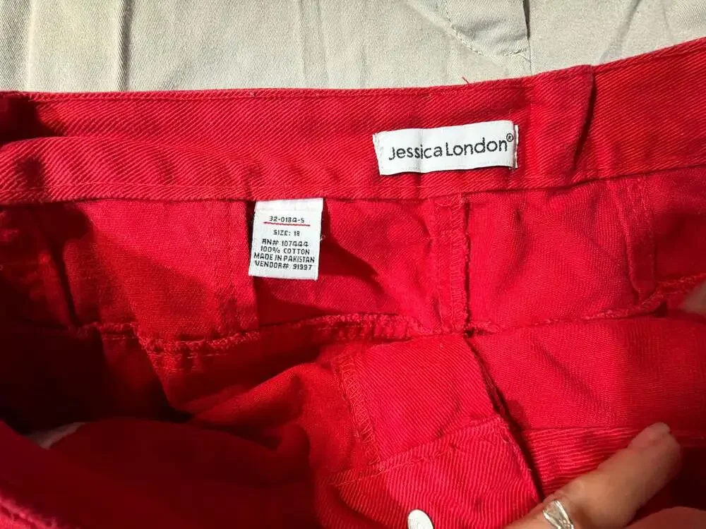 Jessica London Red 100% Cotton Denim Skirt Size 18
